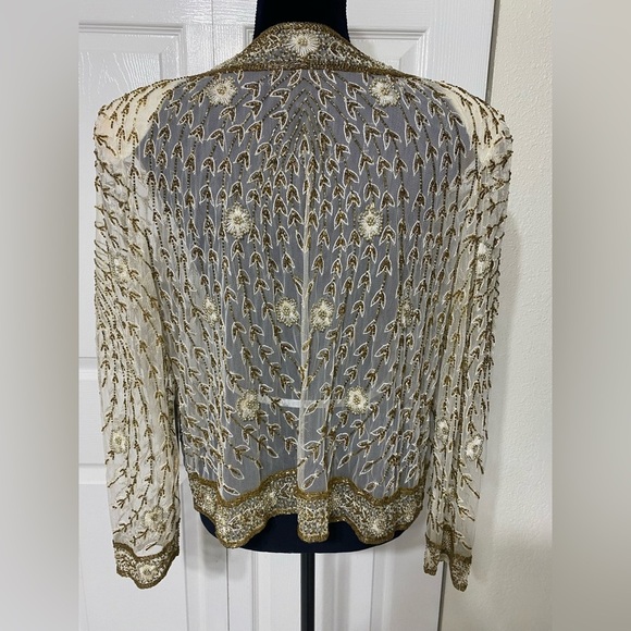 NWT Landmark Gold and Cream Embroidered Women's Jacket size 1XL - Picture 2 of 4